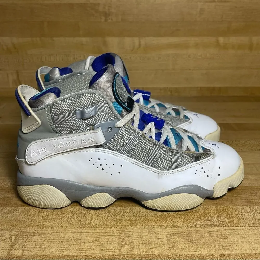Air Jordan 6 Rings Medium Grey/VVD Blue White CNCRD 323399-041 5Y Womens 6.5